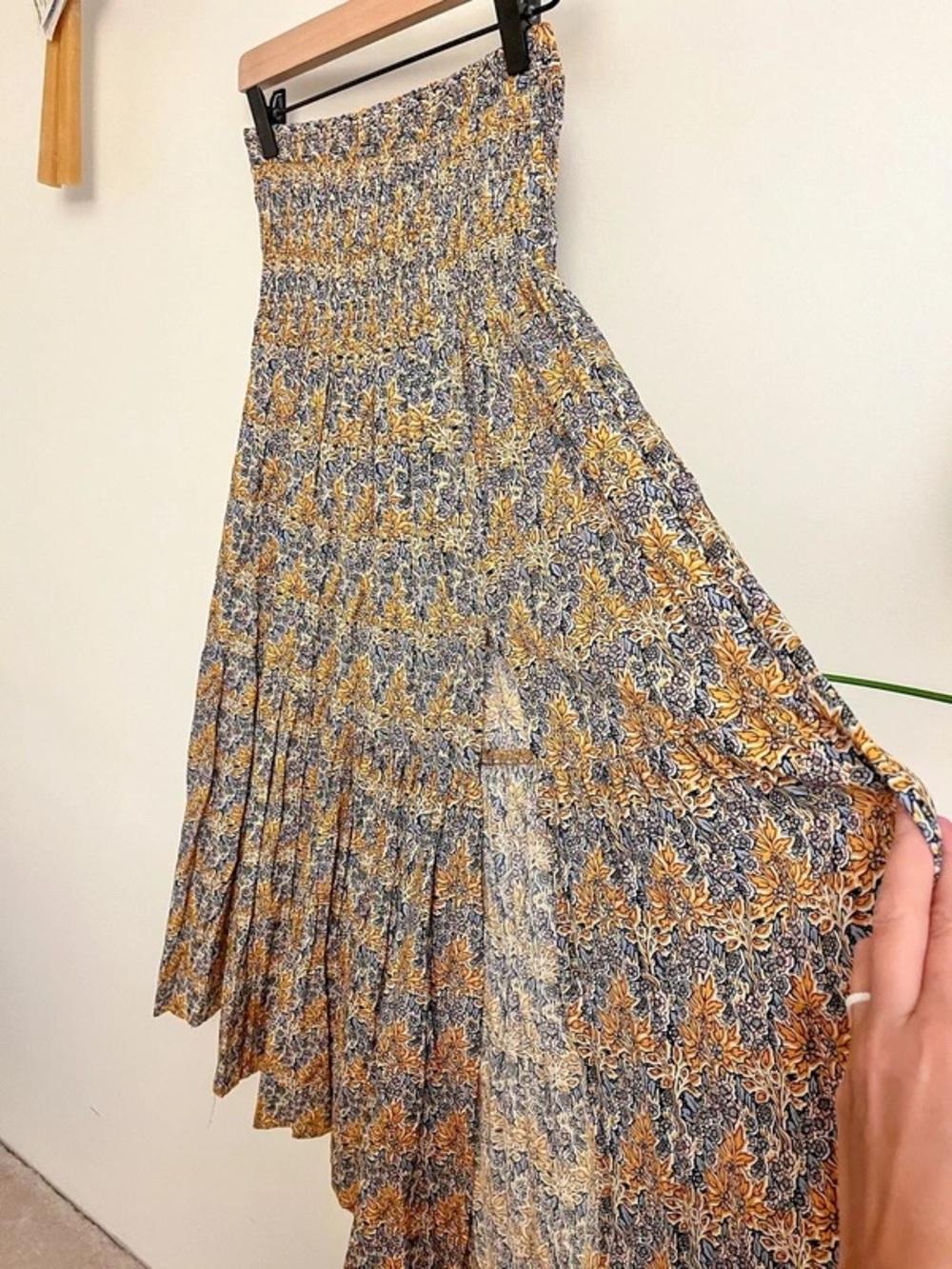 Natural Life 2 Piece Yellow and Blue Floral Skirt and Top Set - Picture 4 of 7
